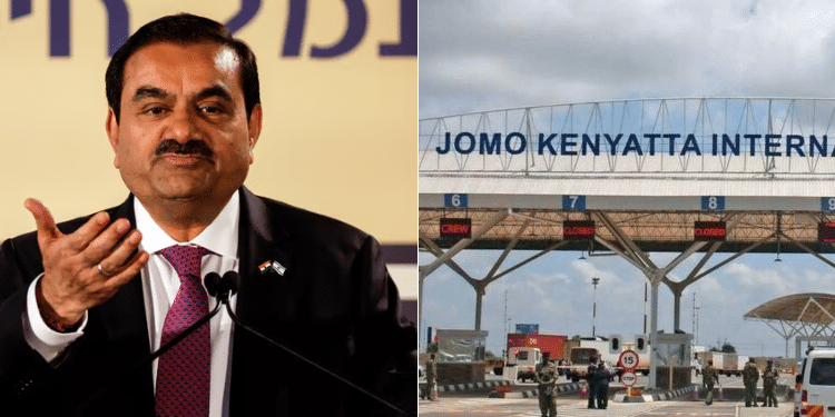 A side to side photo of Guatam Adani and JKIA. photo/ Courtsey