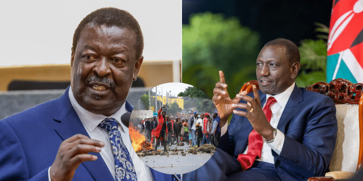 Side to side photo of Prime CS Musalia Mudavadi and President William Ruto. Photo/PCS