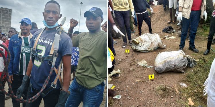 Collage Of Charles Wambua &Amp; The Recovered Bodies At The Mukuru Quarry. Photo/Courtesy