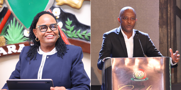 A side-to-side photo of Chief Justice Martha Koome and FKF President Nick Mwendwa.