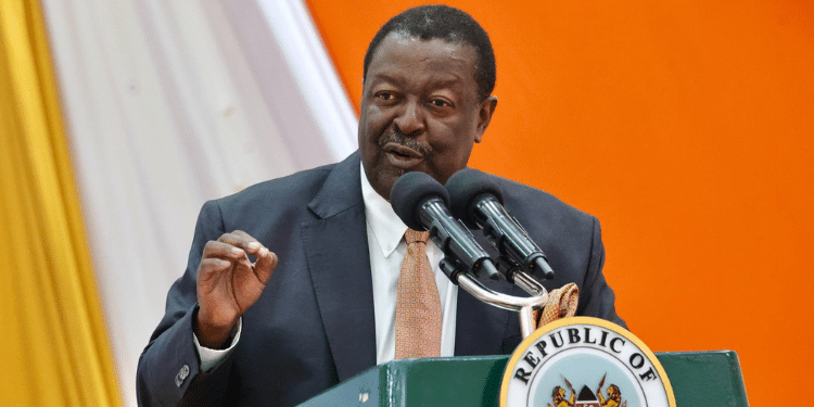 Prime CS and Foreign Affairs CS Musalia Mudavadi speaks at a past function.