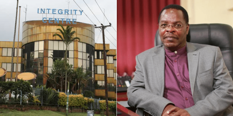 A side to side photo of EACC headquarter and Commission chair Bishop David Oginde. Photo/ Courtesy