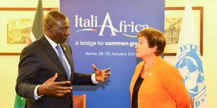 Imf Audit Team In Kenya For 2 Weeks To Investigate Corruption President William Ruto Addresses Imf Managing Director Kristalina Georgieva In January 2024.Photo/ Courtesy