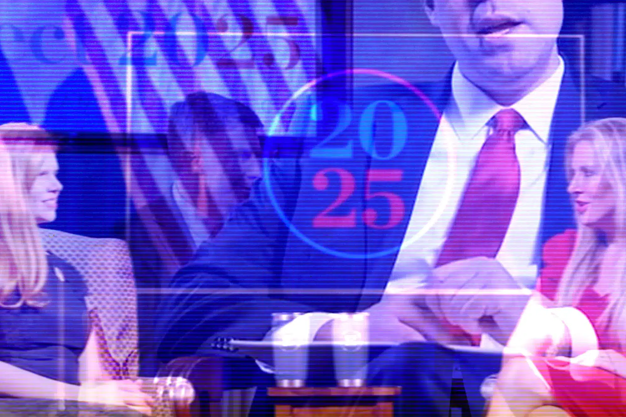 Illustration by ProPublica. Source images: Project 2025 training videos obtained by ProPublica and Documented, and The7Dew/Getty Images.