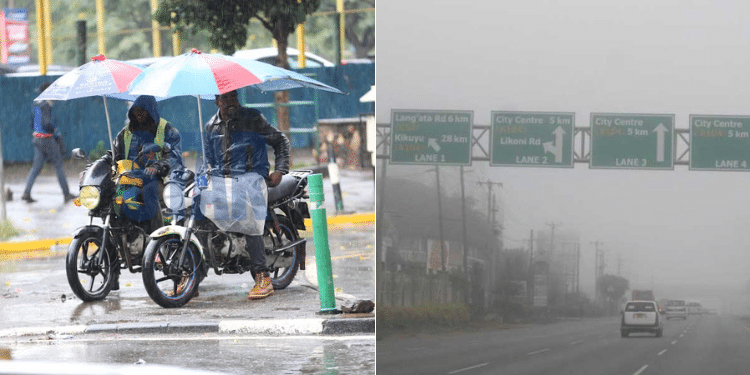 Side by side image of a rainy and chilly day in Nairobi. Photo/ Courtesy.