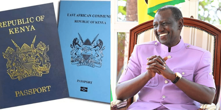 A side by side photo of President William Ruto and sample of passports. PHOTO/Courtesy.