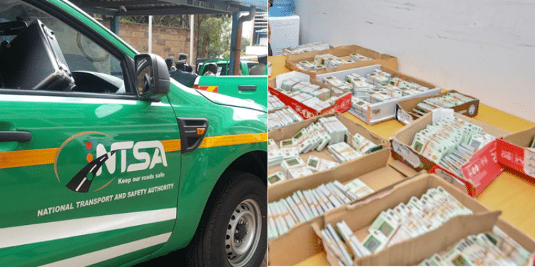 A side to side photo of NTSA Vehicles and Smart Driving licenses. Photo/ Courtesy