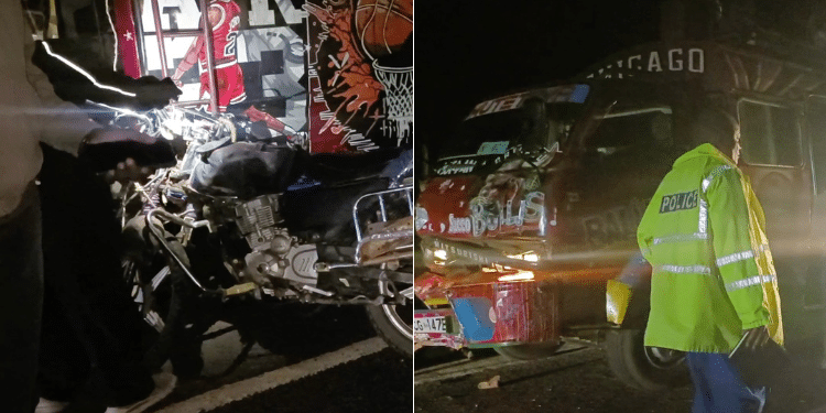 A photo collage showing the remains of the motorbike and the matatu after the accident. PHOTO/Courtesy. pOLICE