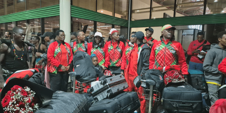 Malkia Strikers stranded at JKIA. Photo/ NOCK