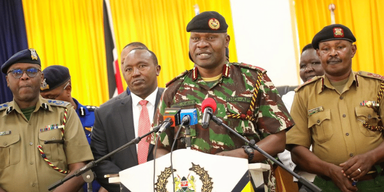 #NANENANEMARCH Police Accident Justice Lawrence Mugambi during JSC interview for the positions of Judges of the High Court on October 19, 2022. PHOTO/ KBC.