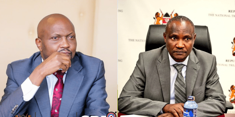 Former Public Service CS Moses Kuria and National Treasury CS John Mbadi. PHOTO/Courtesy.