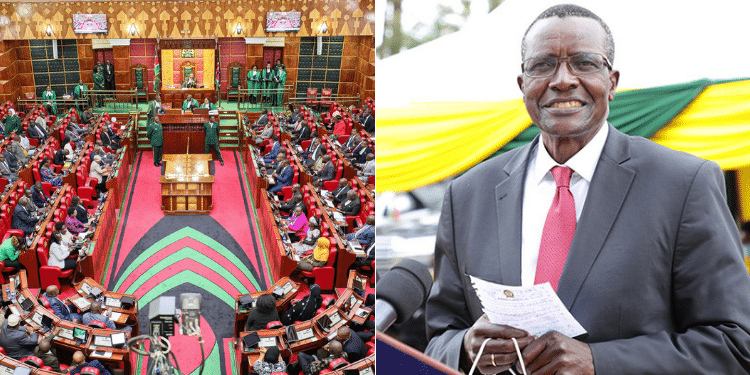 A side to side photo of MPs in Parliament and Former CJ David Maraga. Photo/ Courtesy