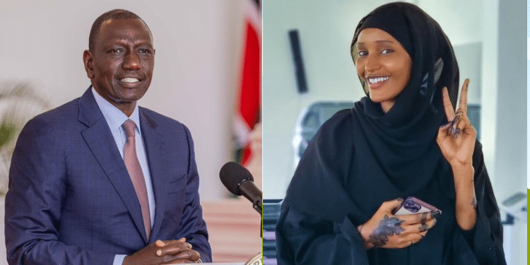 A photo collage of President William Ruto and activist Hanifa Farsafi. PHOTO/Courtesy.