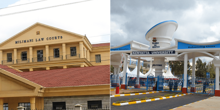 A Side to Side photo of Milimani Court and Kenyatta University main gate. Photo/ Courtesy