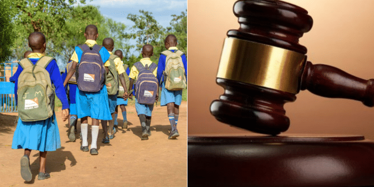 A photo of a court hammer and primary school pupils in Kenya. PHOTO/Courtesy.