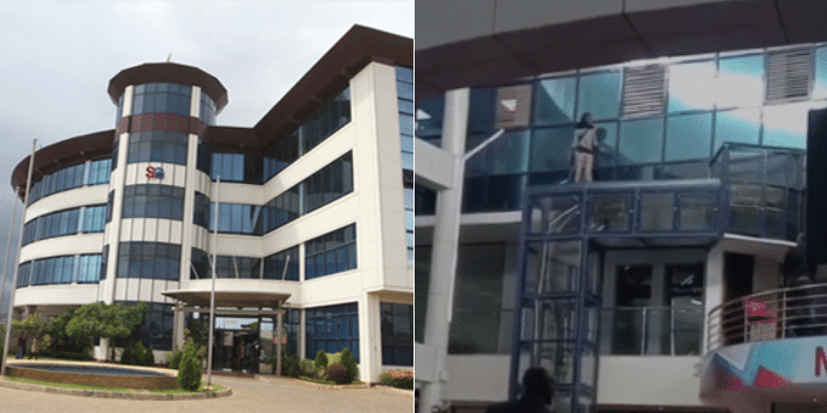 A screengrab of the SG staff member contemplating to jump. Photo/Courtesy
