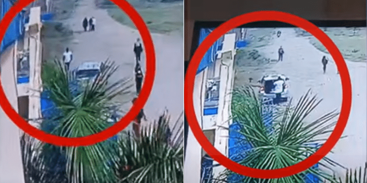 Robbers spotted outside the apartment after taking away the money. Photo/ Screen grab