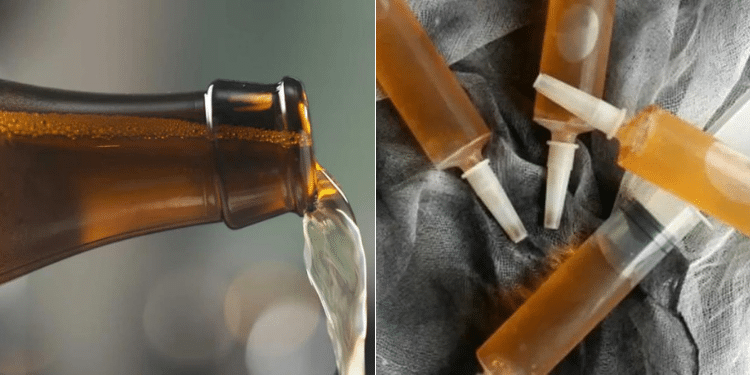 A photo of alcohol being poured and in syringes. Photo/ Courtesy