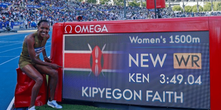 Kenya's Faith Kipyegon poses for a photo after a past race. photo/ Faith Kipyegon.