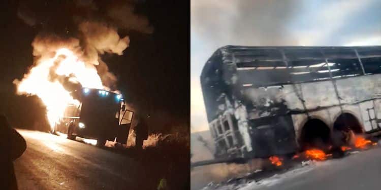 Bus on fire
