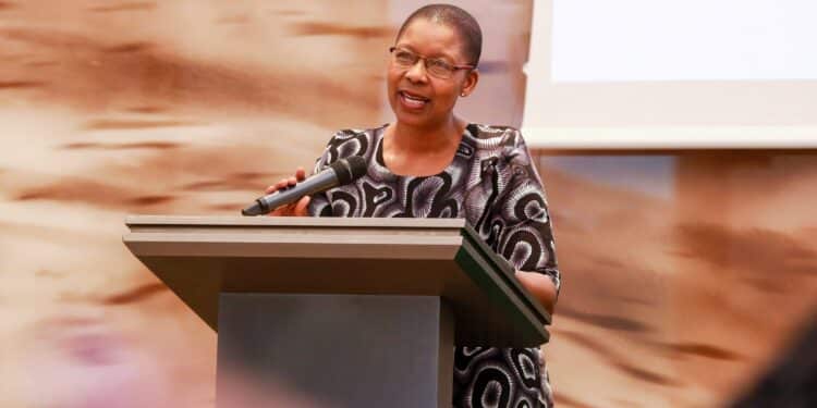 The Attorney General Dorcas Oduor giving remarks during the event. Photo/ Ignite Her 4 Africa