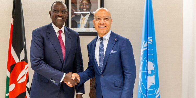 President William Ruto and President of the Ford Foundation Darren Walker at UNGA. Photo/ PCS