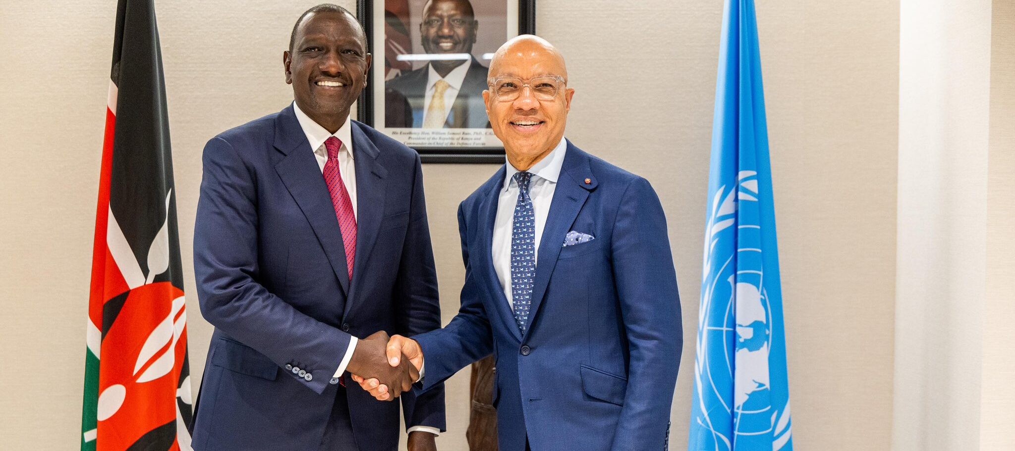 President William Ruto and President of the Ford Foundation Darren Walker at UNGA. Photo/ PCS
