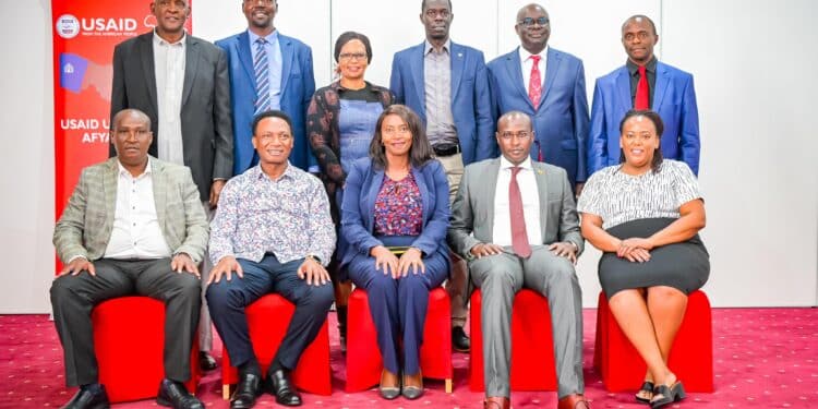 Nursing Council of Kenya CEO Dr. Lister Onsongo (front far right) with Ministry of Health officials at a past event. PHOTO/NCK.