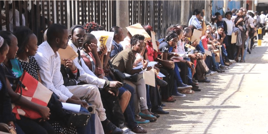 Job seekers in Kenya. Photo/ NMG