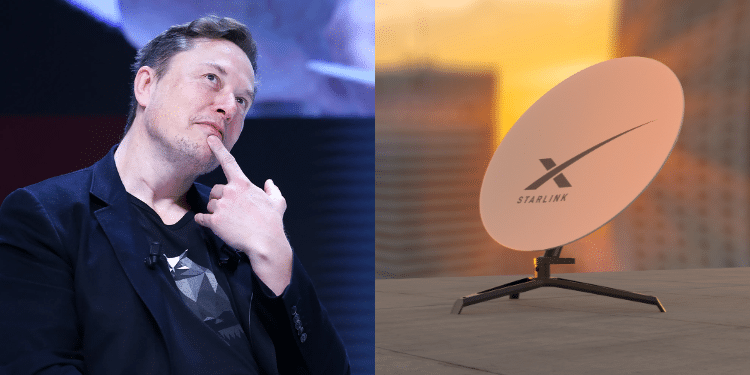 A photo collage of businessman Elon Musk and Starlink satellite dish. PHOTO/Courtesy.