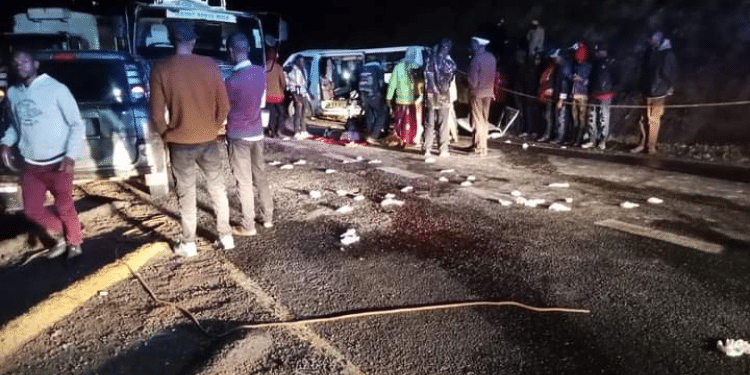 Emergency teams, police officers and locals at the scene of Nithi Bridge accident. PHOTO/Courtesy.