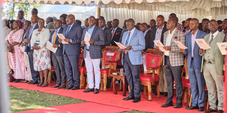 former Deputy President Rigathi Gachagua attending church service at Kapsabet AIC in Nandi County for the installation of Bishop Moses Serem. PHOTO/ DPCS