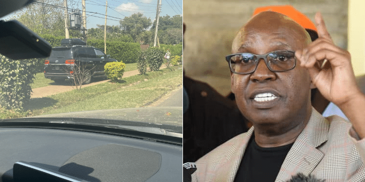 A side to side photo of  car without a number plate spotted at his home in Muthaiga  and Jimi Wanjigi. Photo/ Wanjigi