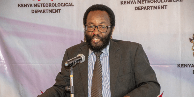 weather, RAINFALL, Director of Meteorological Services Dr. David Gikungu speaking at the 9th National Climate Outlook Forum in Nakuru City on August 26, 2024. PHOTO/ Kenya Met.