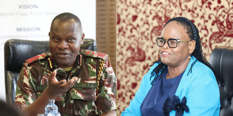 A collage featuring Acting IG Gilbert Masengeli and Chief Justice Martha Koome, with Justice Lawrence Mugambi in the center. PHOTO/NTV/News Hub/ NPS.