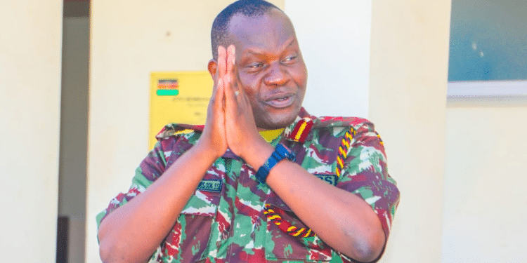 Deputy IG, Administration Police, Gilbert Masengeli gestures during a meeting with Coast region police commanders on September 6, 2024. PHOTO/ NPS