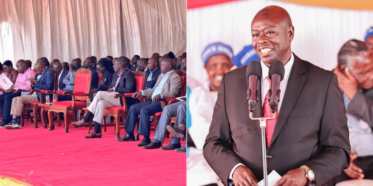 Deputy President Rigathi Gachagua and his empty seat in Nyeri County. Photo/ Moses Kuria/ DPCS