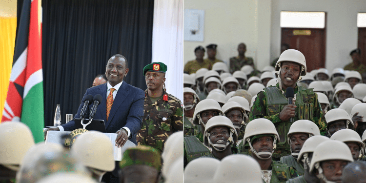 President William Ruto during the flagging off of Kenyan police participating in the MSS mission in Haiti.