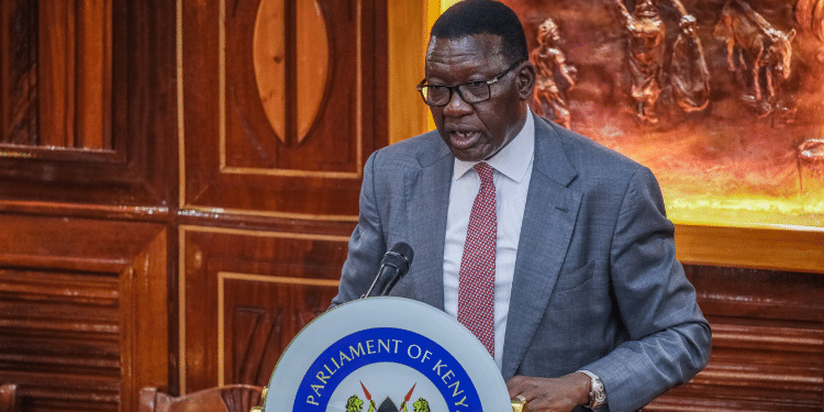 Davis Chirchir CS for Roads and Transport before the senate plenary session responding to questions on road maintenance and development status in the country. Photo/Chirchir X account.