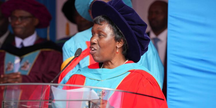 University of Nairobi’s Ag. VC Prof Margaret Hutchinson during the 71st graduation ceremony on September 20, 2024. PHOTO/UoN.