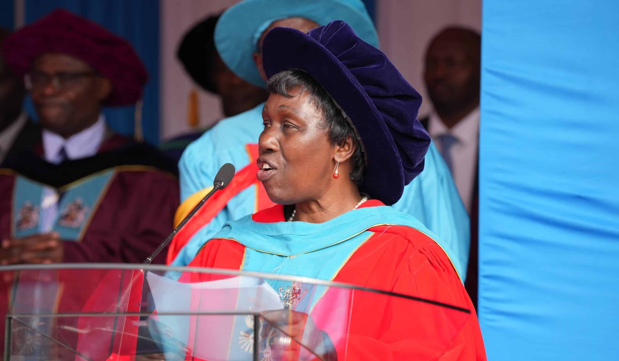 University of Nairobi’s Ag. VC Prof Margaret Hutchinson during the 71st graduation ceremony on September 20, 2024. PHOTO/UoN.