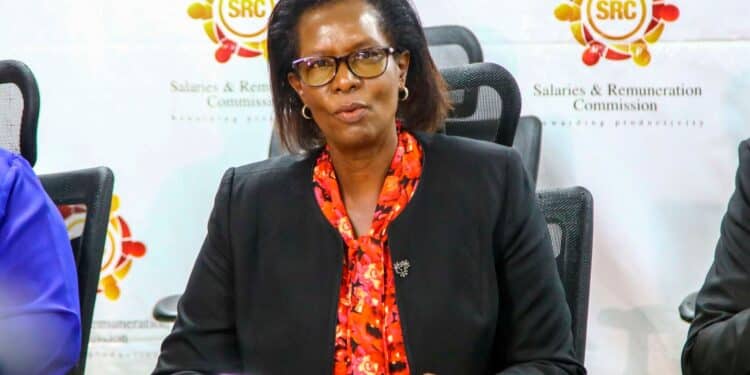 SRC Chairperson Lyn Mengich at the commission's offices in Nairobi on July 1, 2023, during a press briefing. PHOTO/ Wilfred Nyangaresi, NMG.