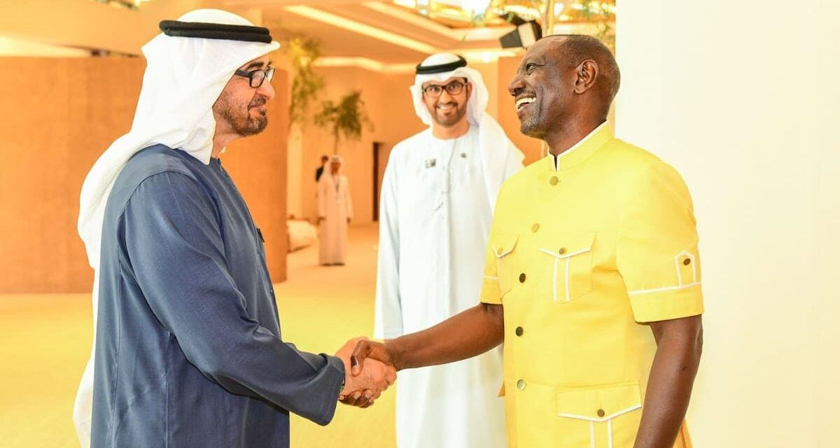 President William Ruto on Sunday met the United Arab Emirates (UAE) President Sheikh Mohamed bin Zayed Al Nahyan on the sidelines of COP28.