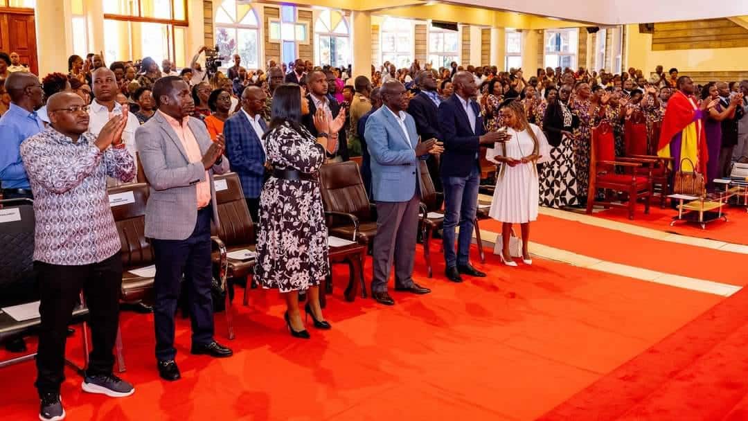 DP Rigathi Gachagua and his allies attenading a church service in Meru County on September 29, 2024. PHOTO/ DPPS.
