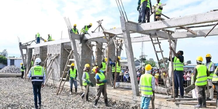 Mukuru Affordable Housing Construction Workers. Photo/Lands Ministry.