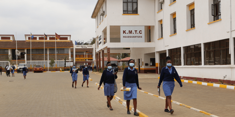Students passing by a Kenya Medical Training College (KMTC) campus. Photo/KMTC