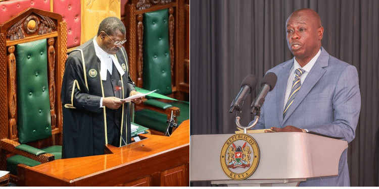 A collage of Moses Wetang'ula and DP Rigathi Gachagua. Photo/ Parliament of Kenya. DPPS