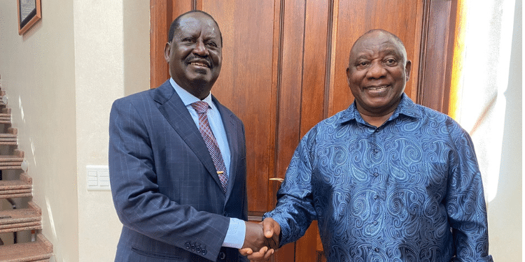 Raila Odinga and Cyril Ramaphosa. Photo/ Raila Odinga Facebook