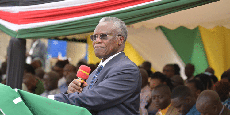 NCIC Chairman, Rev. Dr. Samuel Kobia delivering the sermon at an Inter-denominational prayer day at Makutano School in Kapenguria, West Pokot County. Photo/NCIC