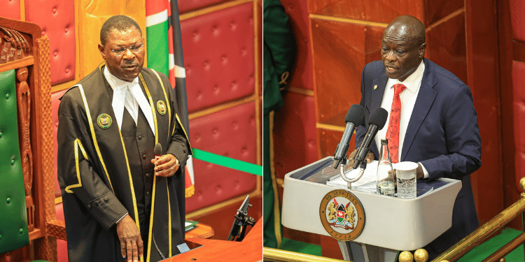 A photo collage National Assembly Moses Wetangula and DP Rigathi Gachagua.